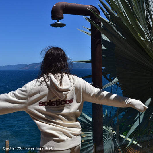 THE SOLSTICES HOODIE - BRIGHT COTTON & BURNT RED