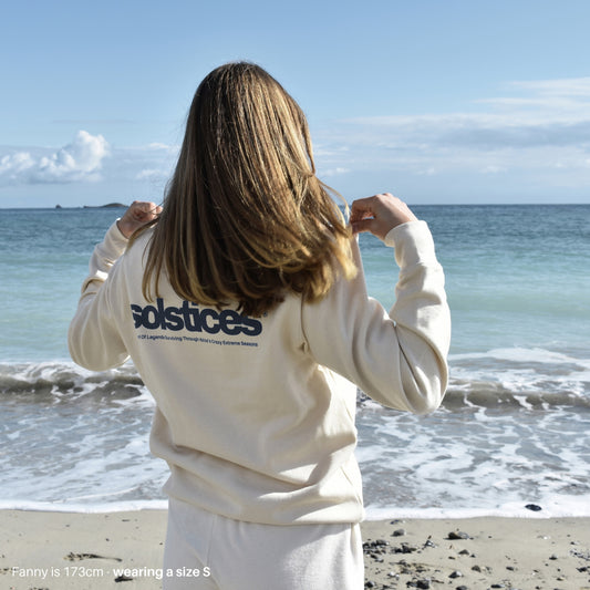 THE SOLSTICES CREWNECK - BRIGHT COTTON & OCEAN BLUE